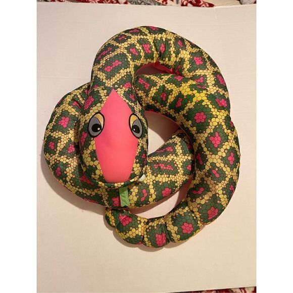 Snake hand puppet VTG Playskool 1990’s Rattlin’ Randy The Wrestler Snake Neon Pi - Picture 2 of 10